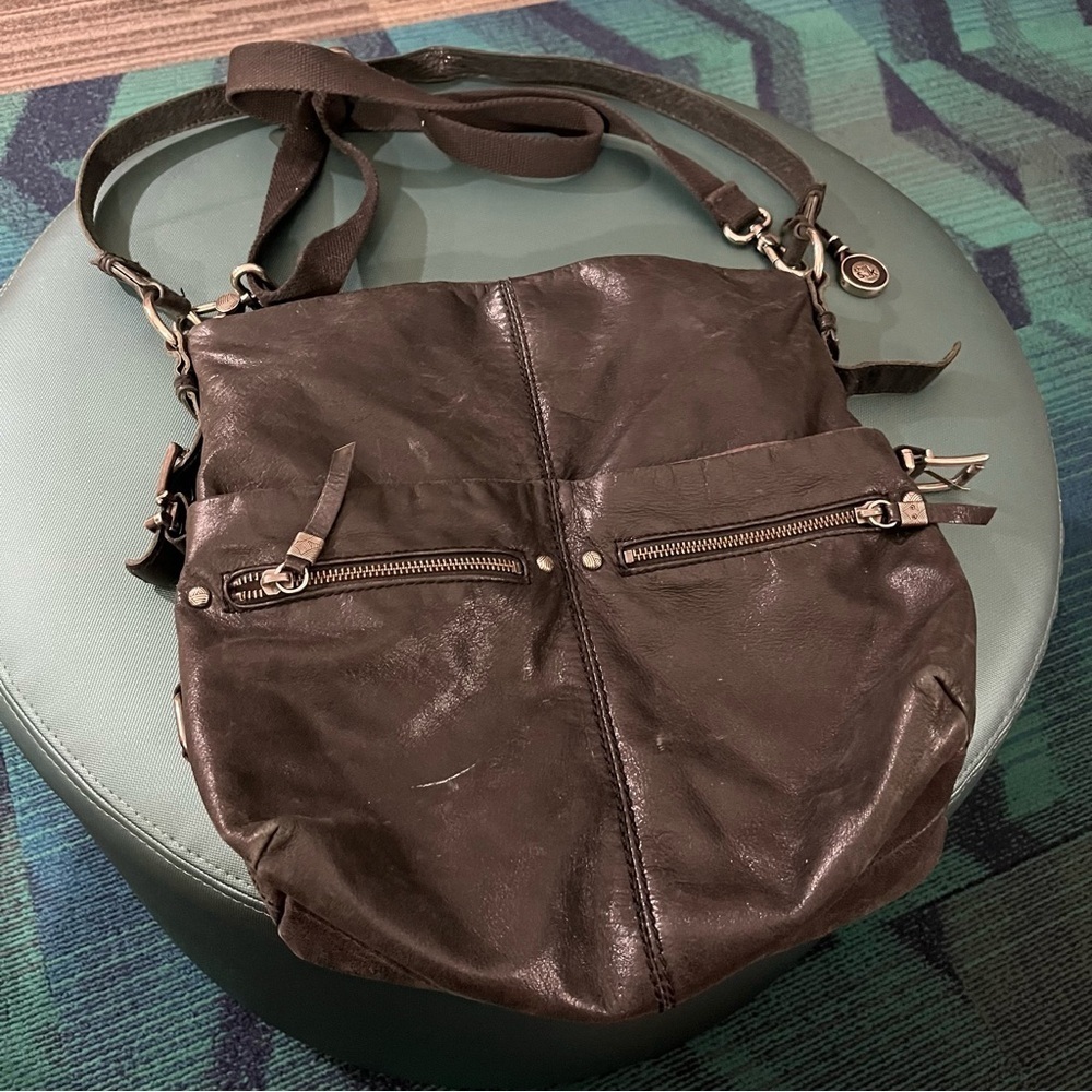 The Sak Leather Convertible Crossbody Purse bag black vintage retro - Picture 2 of 8